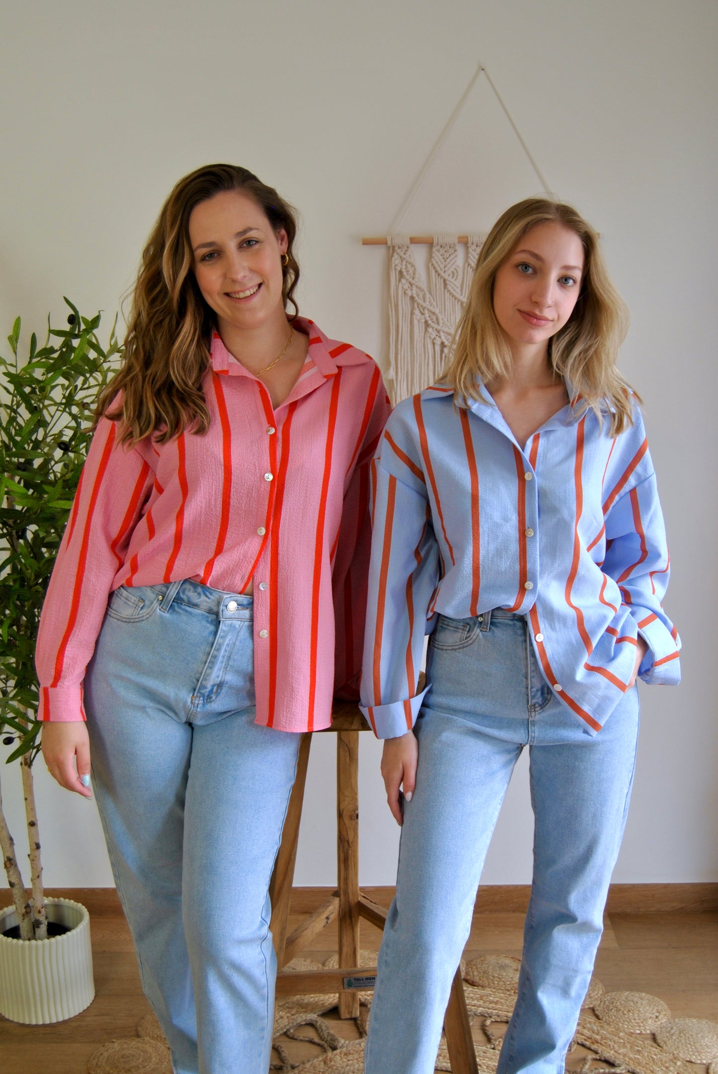 BLOUSE I ROZE MET STREEPJES
