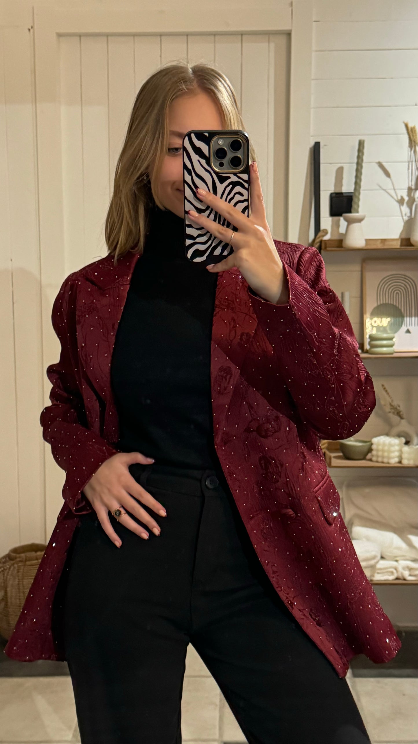 BLAZER MET STEENTJES I BORDEAUX