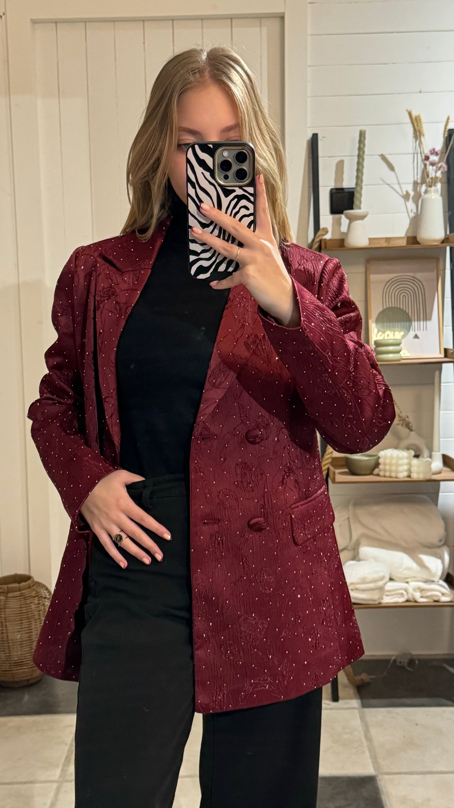 BLAZER MET STEENTJES I BORDEAUX