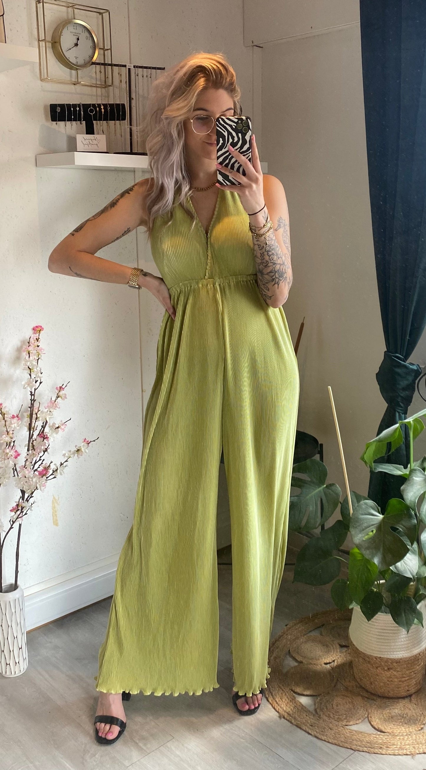 JUMPSUIT I STRIK ACHTER I GROEN