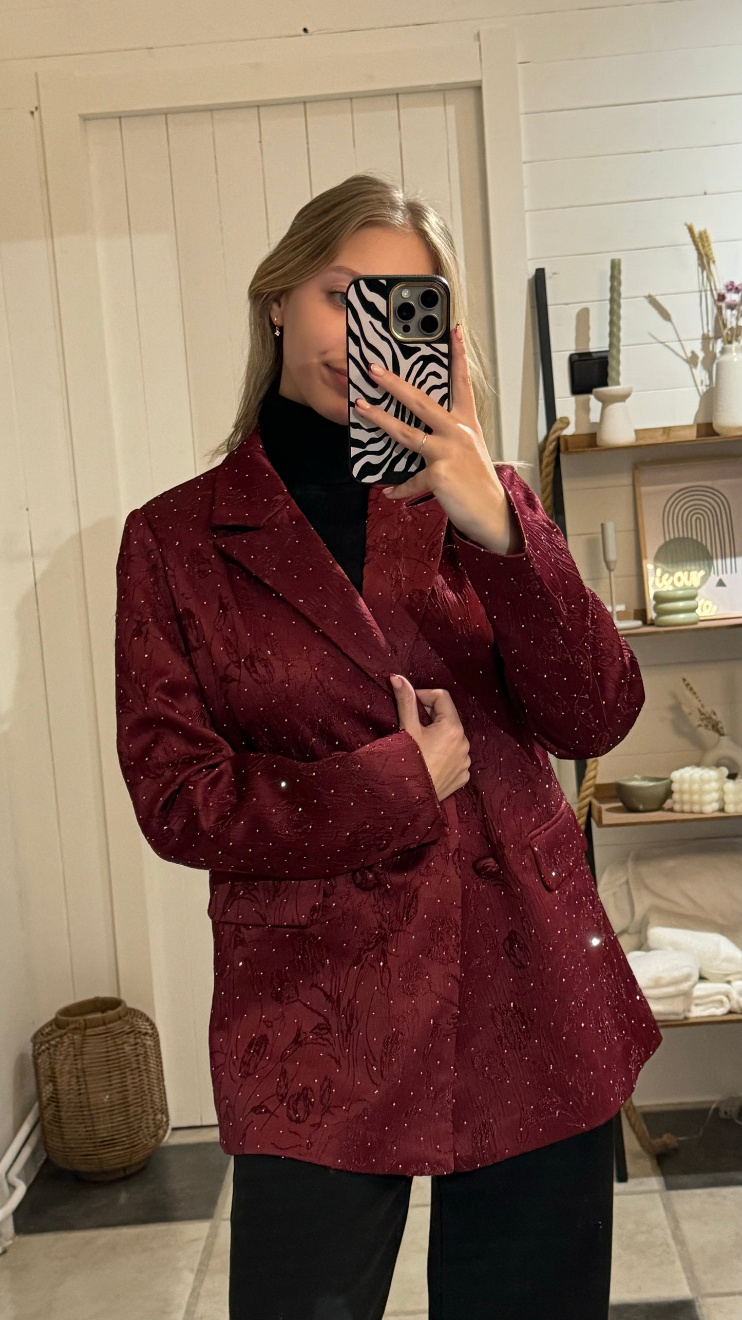 BLAZER MET STEENTJES I BORDEAUX