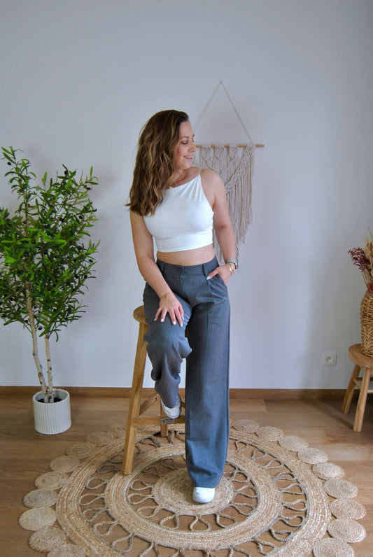 WIJDE BROEK I GRIJS