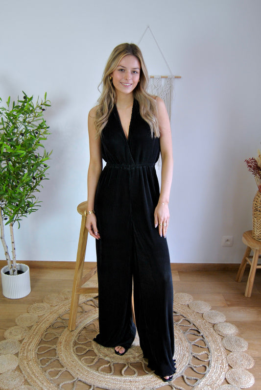 JUMPSUIT I STRIK ACHTER  I ZWART