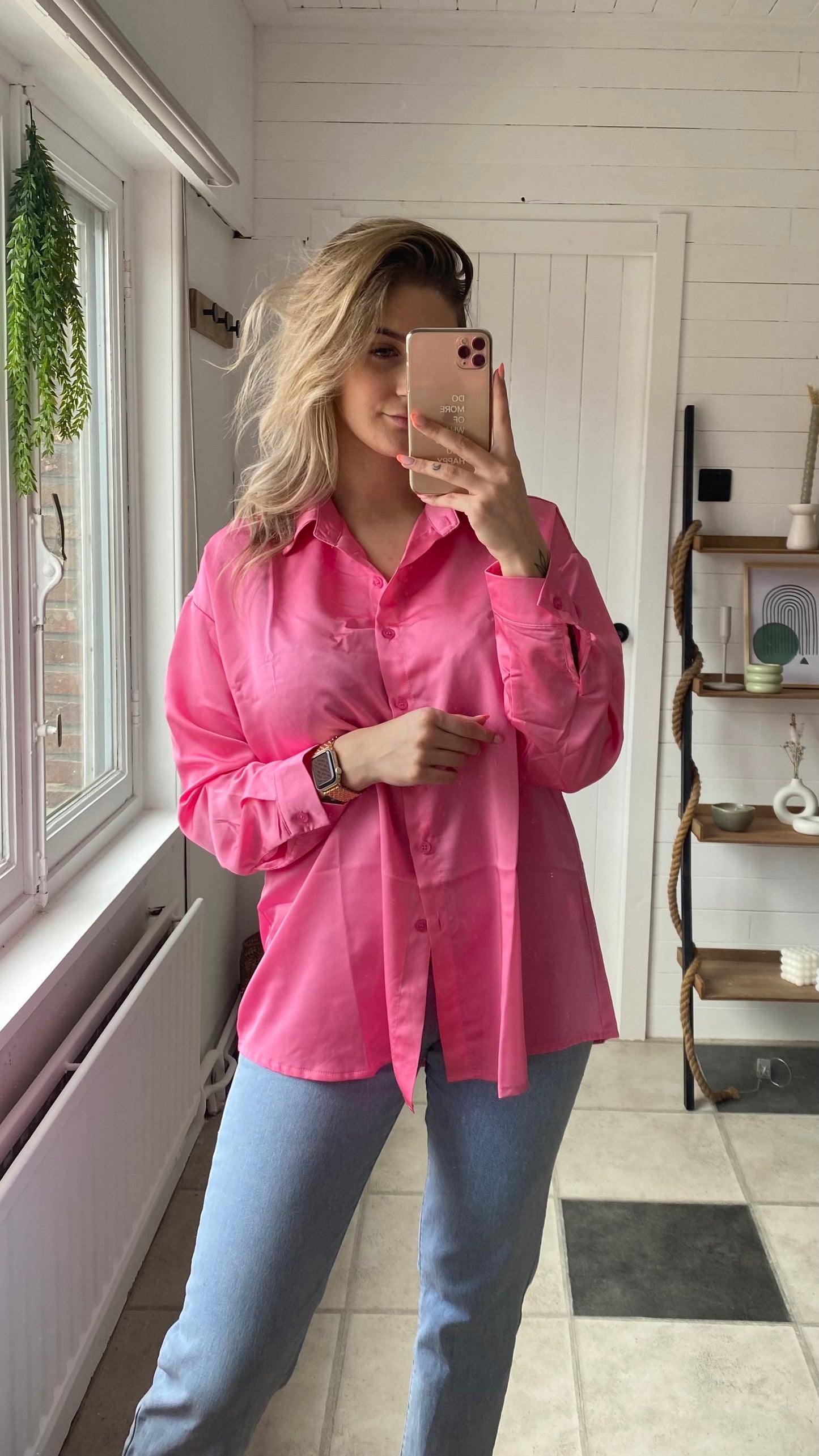 BLOUSE SATIJN I ROZE