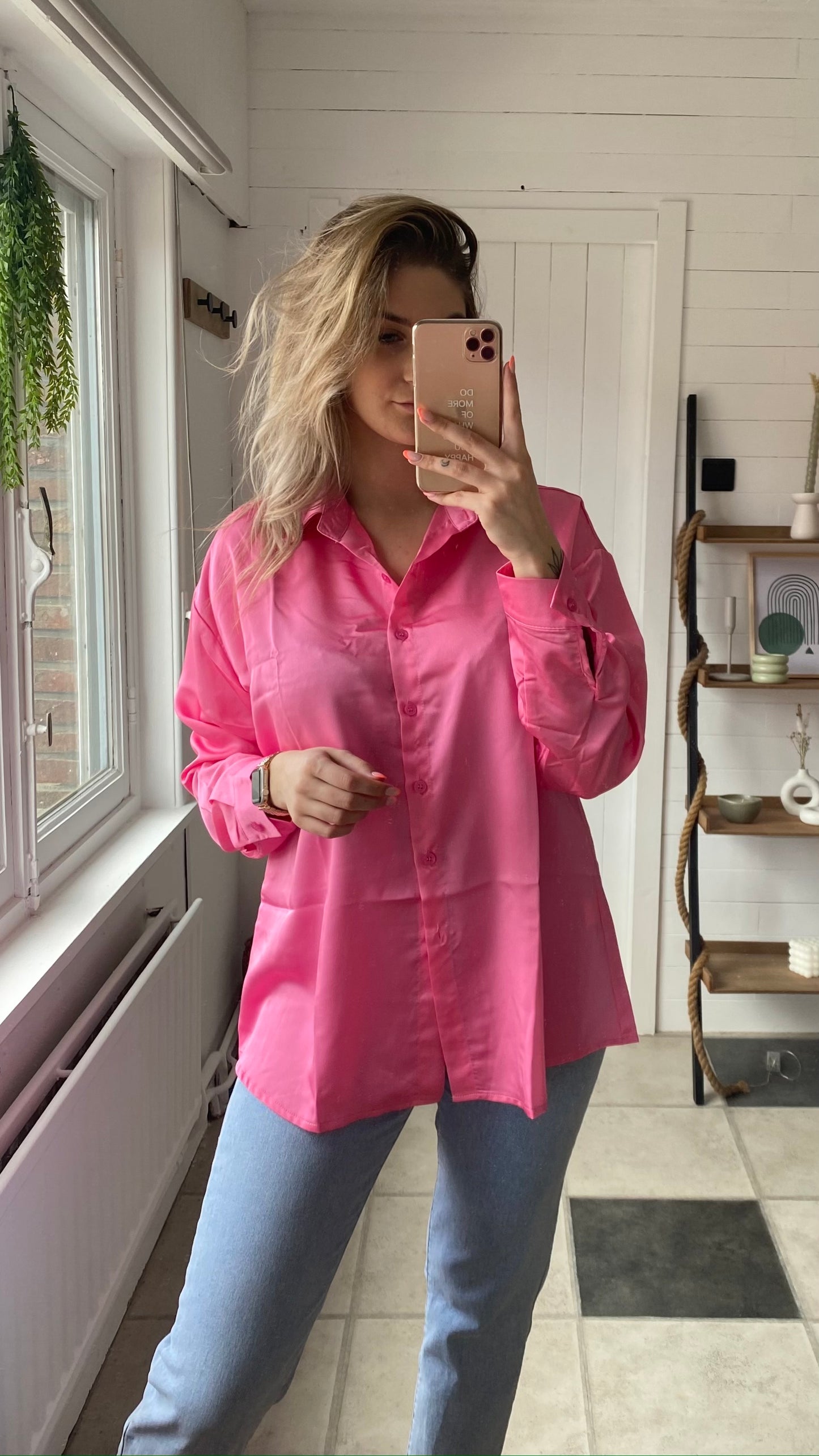 BLOUSE SATIJN I ROZE