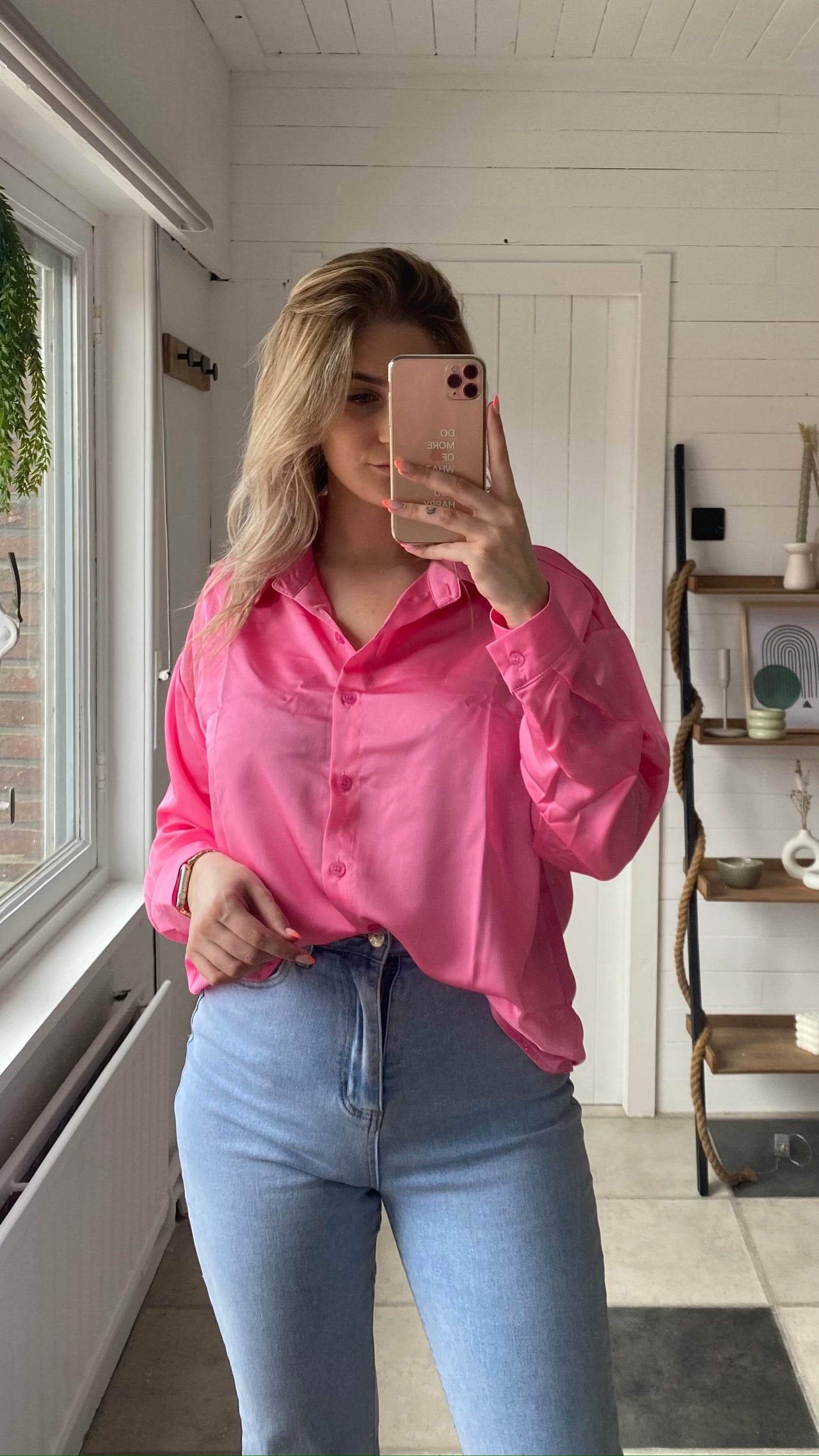 BLOUSE SATIJN I ROZE