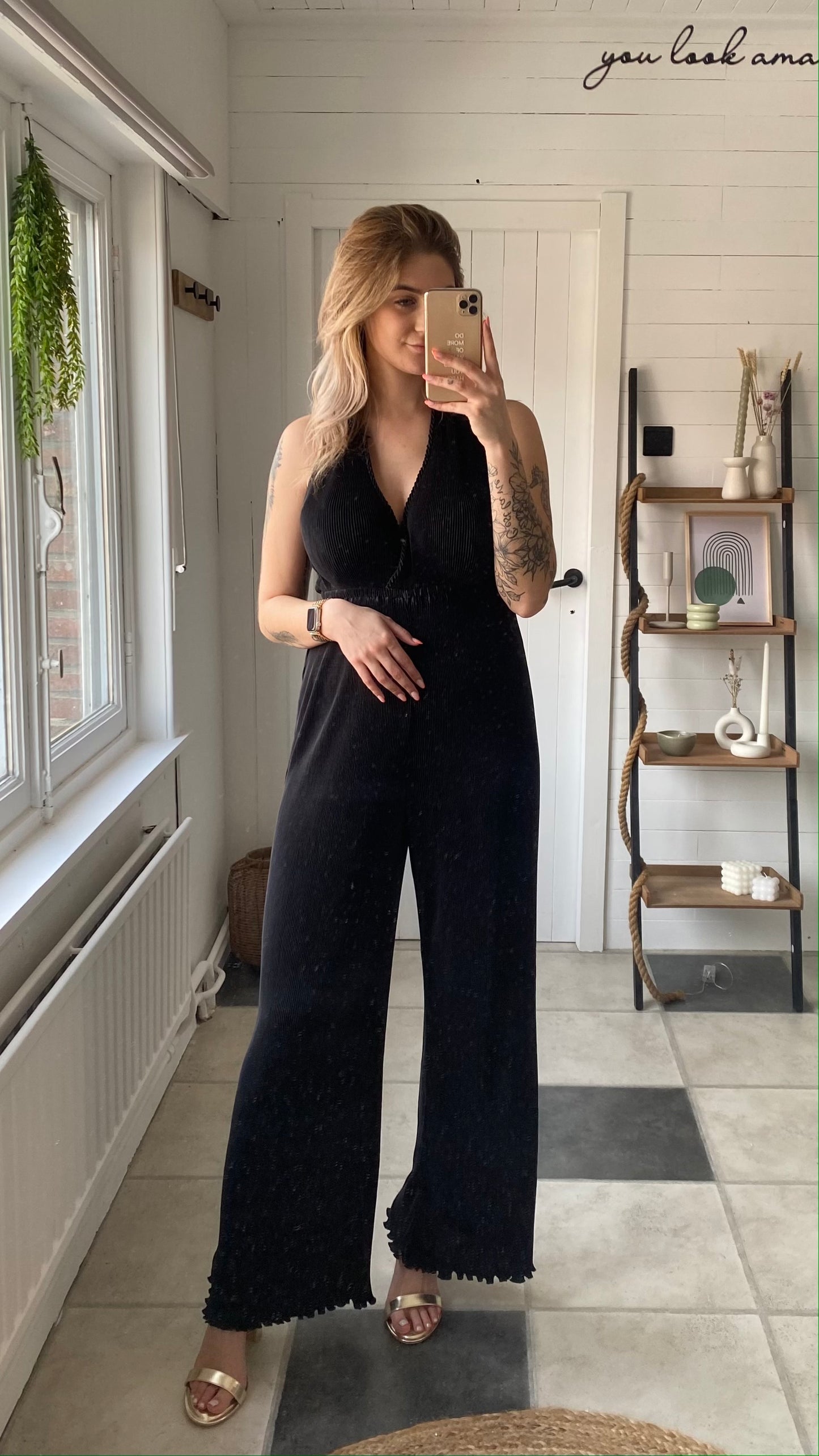 JUMPSUIT I STRIK ACHTER  I ZWART