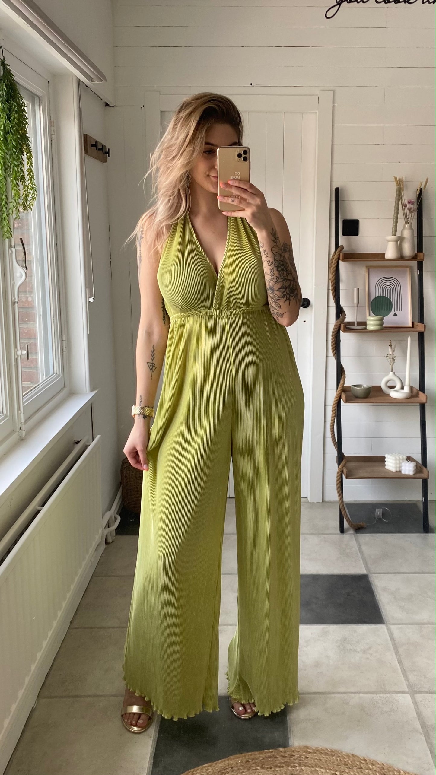 JUMPSUIT I STRIK ACHTER I GROEN