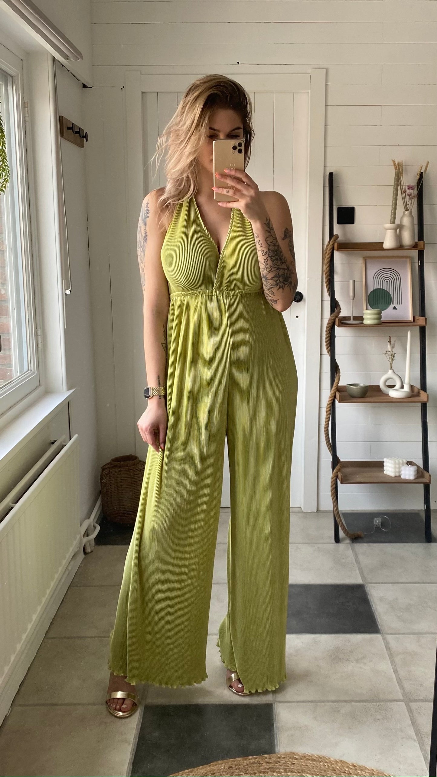 JUMPSUIT I STRIK ACHTER I GROEN