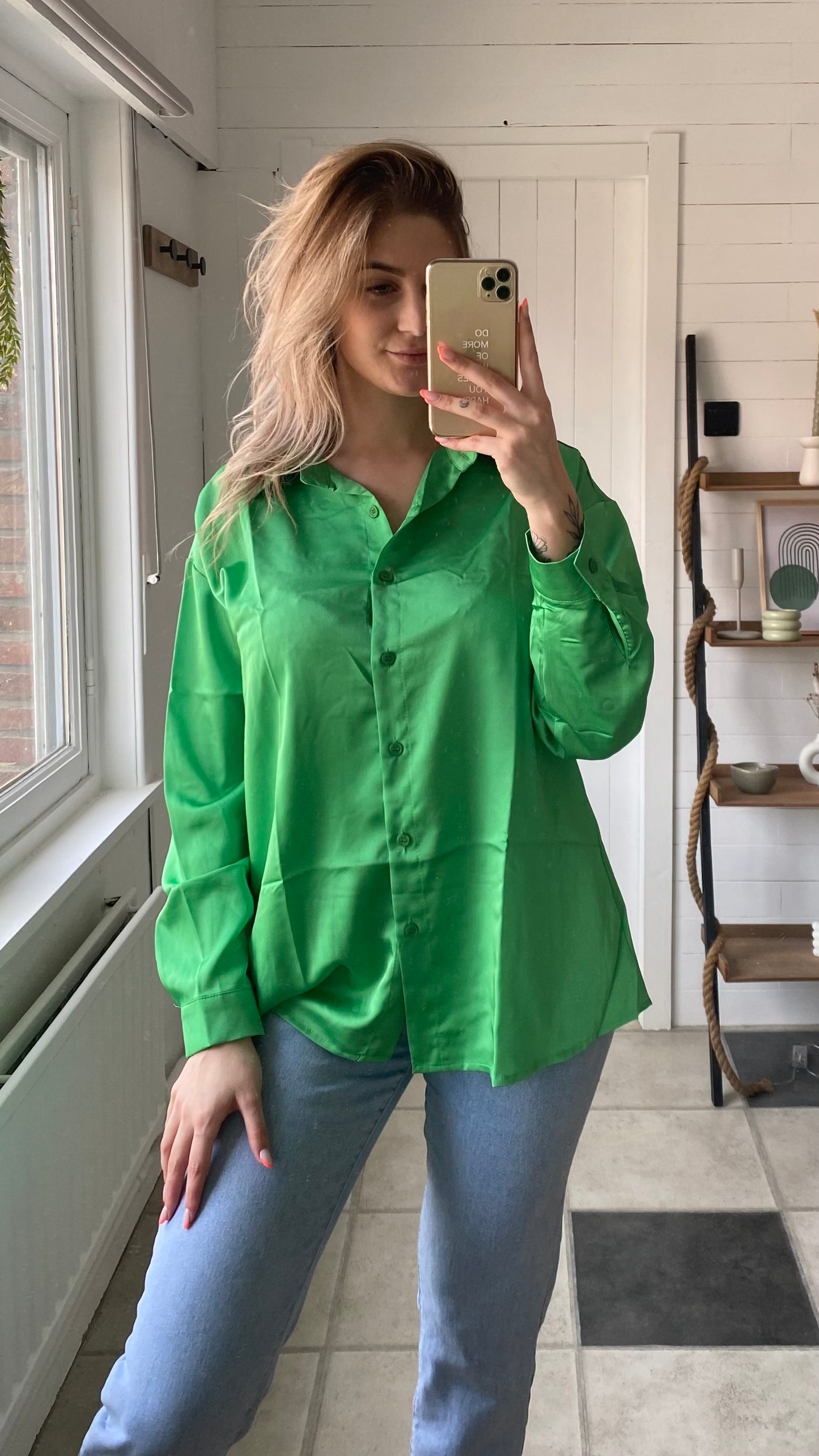 BLOUSE SATIJN I GROEN