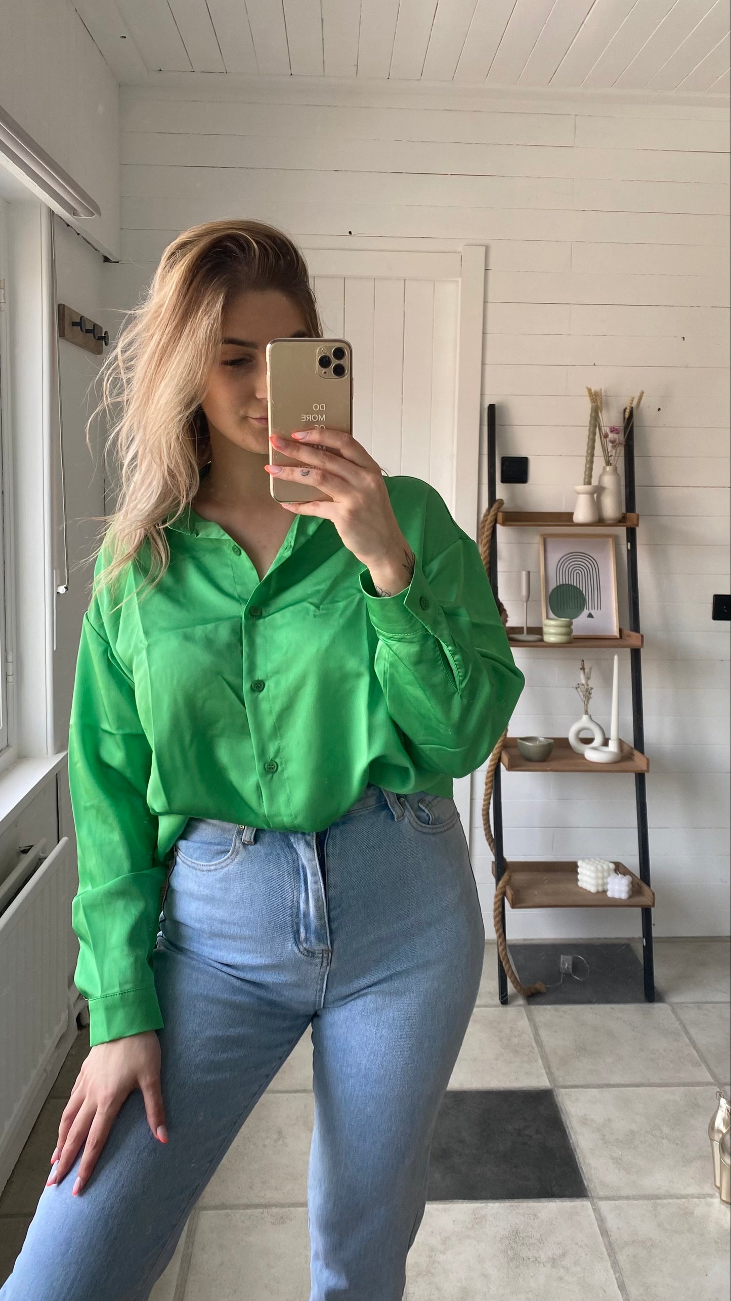 BLOUSE SATIJN I GROEN