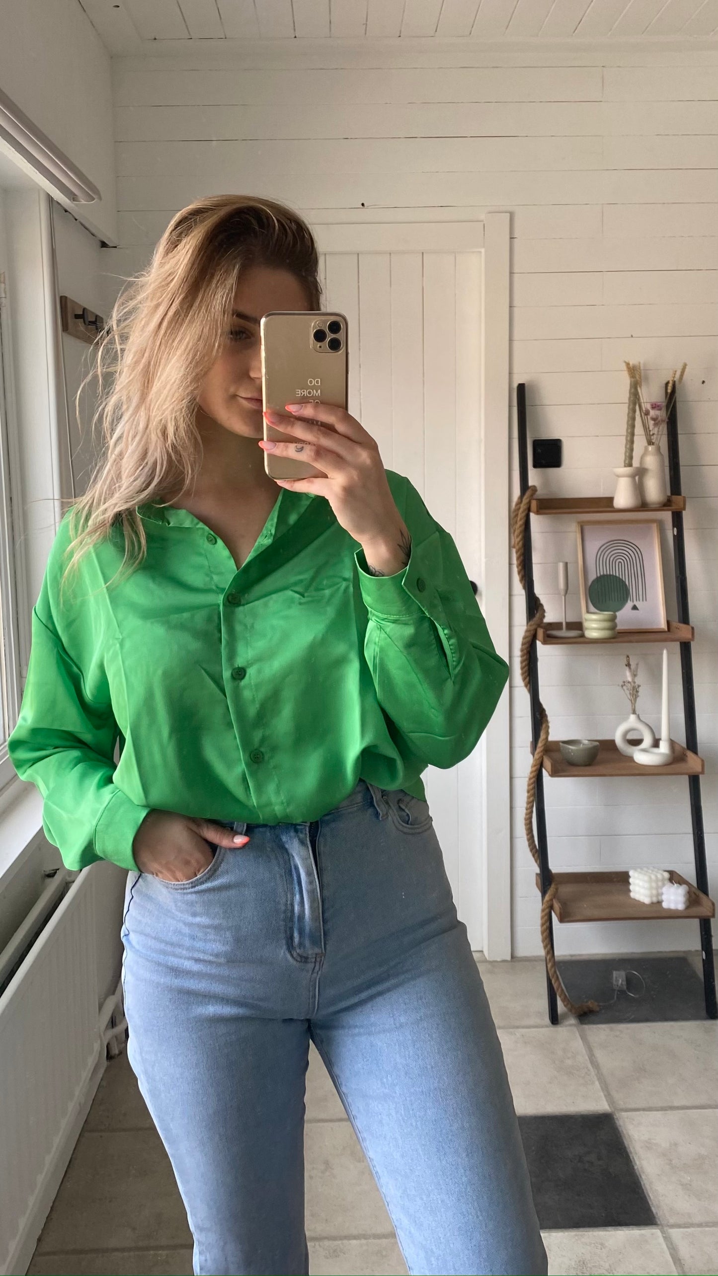 BLOUSE SATIJN I GROEN