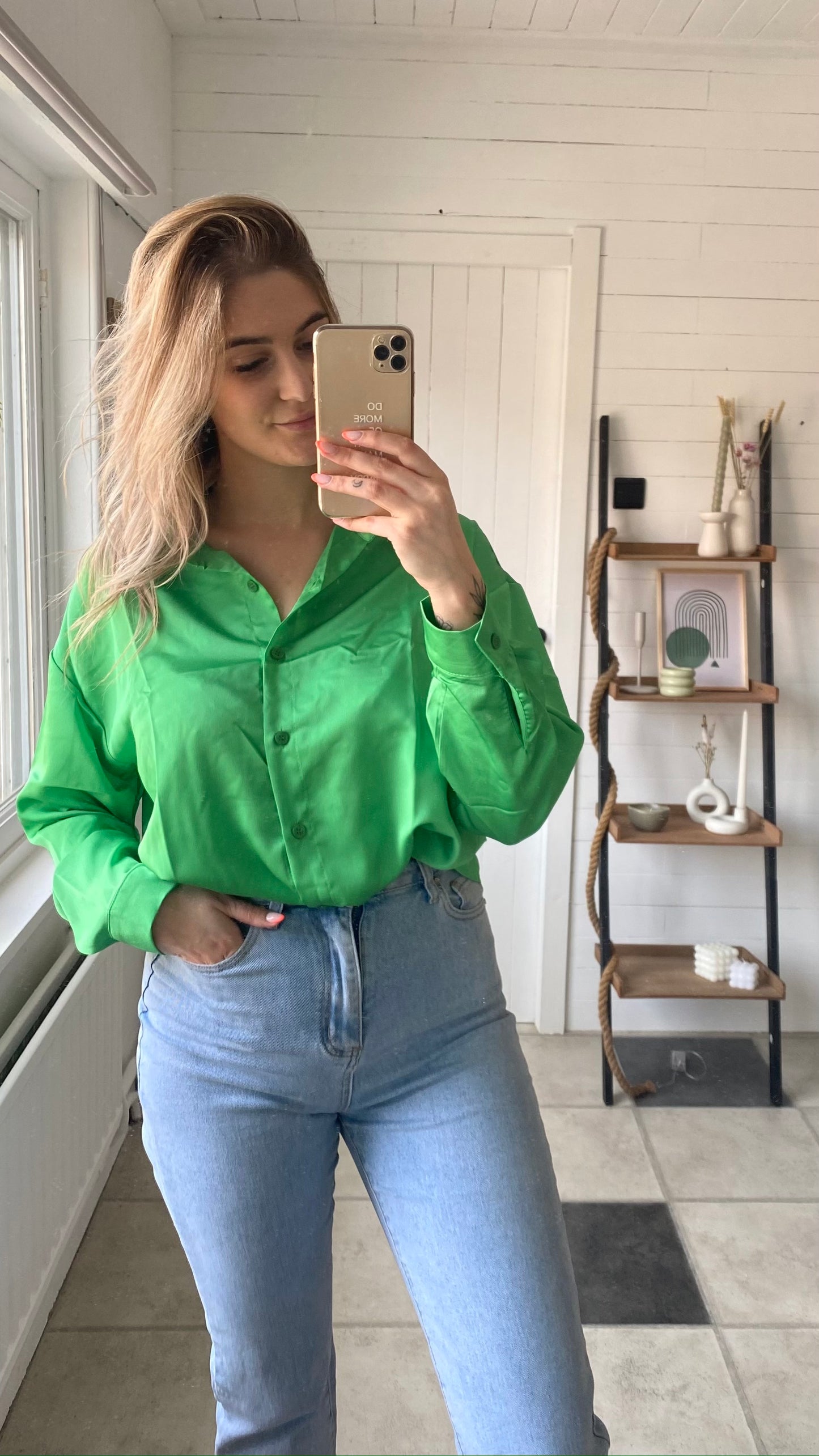 BLOUSE SATIJN I GROEN